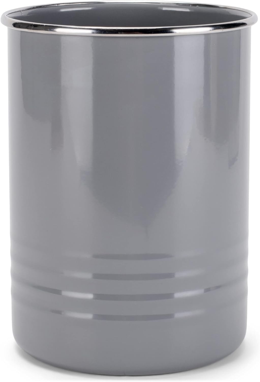 Nat & Jules Charcoal Grey Iron Metal Kitchen Crock, 6.75 x 5 Utensil Holder for Countertop