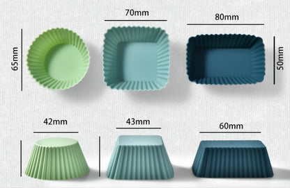 12 Pack Reusable Silicone Cupcake Baking Cups, Standard Round, Square & Rectangle Muffin Liners, Non-Toxic, BPA Free