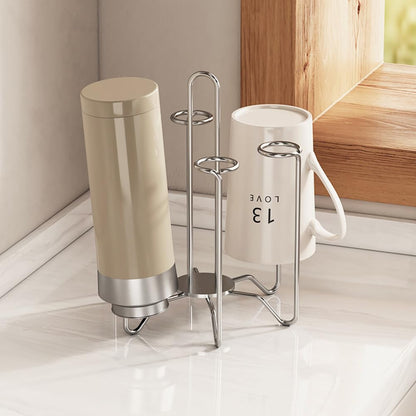 Chemlliy Cup Drying Rack Stand, Stainless Steel 6 Cups Mug Drying Rack Drainer Holder, Countertop Cup Rack Dryer for Glasses, Tumbler, Water Bottle