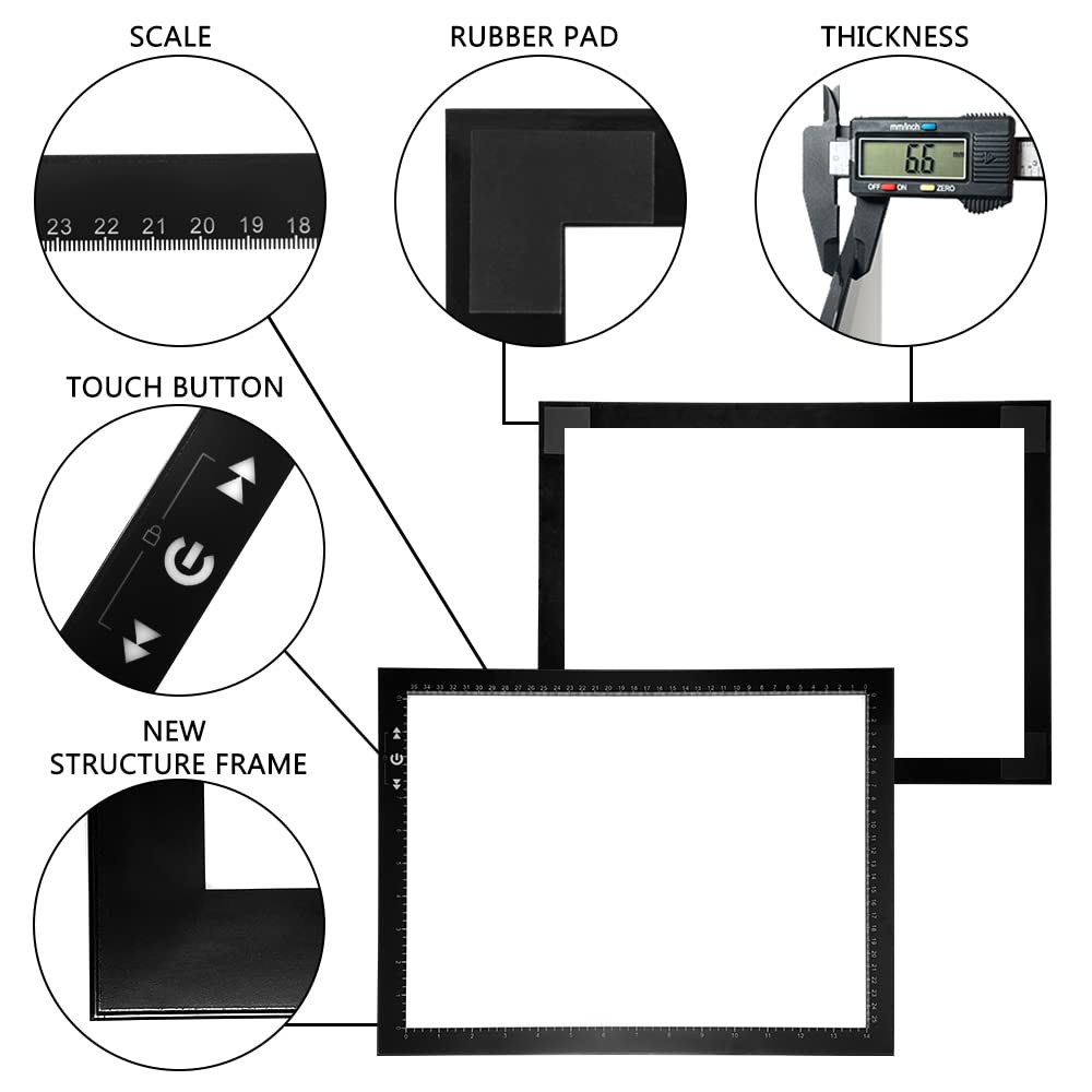 HSK B4/A3s LED Artist tracing Light Box Copy Table, Adjustable High Brightness Light Pad for Tatto Drawing, Sketching, Animation,Diamond Painting Accessories