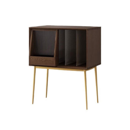 uP9sF2mD DVD Shelf Organizer Light Luxury Wooden Vinyl Record Cabinet with Sliding Doors, High Legged Books CD Storage Rack CD Storage Rack