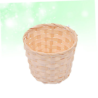 SAFIGLE Bamboo Desk Paper Wastebasket Straw Basket Weaving Organizer, Small Finishing Basket