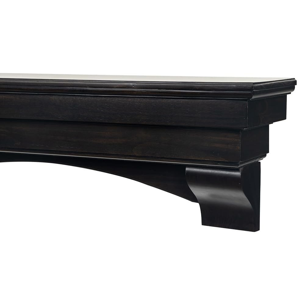 MANTELSDIRECT Salem Wood Mantel Shelf with Arched Corbels - Espresso 48 Inch | Wooden Rustic Wall Mounted Shelf from Pine Wood - Perfect for Fireplaces, TVs & Décor