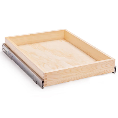 Mulush 26''W x 21''D x 3''H Pull Out Cabinet Drawer Soft Close Slide Out Wood Organizer for Kitchen, Finished, Bottom and Side Assembly (Wood Drawer Part Width is 25inch)