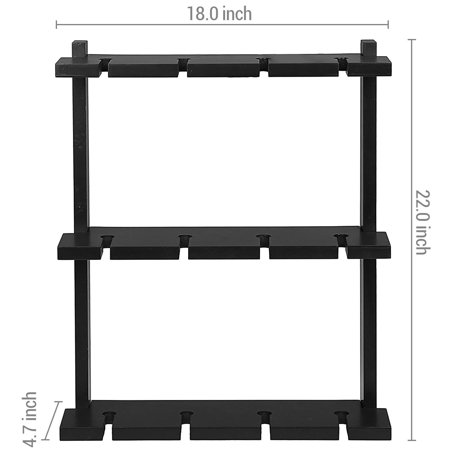 MyGift Wine Glass Rack - Wall-Mounted Black Wood Stemware, 12 Glassware Holder Rack, Wine Glasses Storage Hanger for Bar Kitchen
