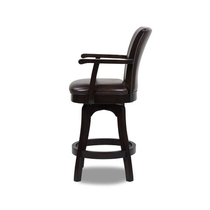 Jennifer Taylor Home Williams 27” Swivel Counter Height Bar Stool, Vintage Brown Faux Leather