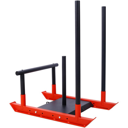 Geelife Weight Sled Fitness Sled - Steel Black+Red - Boost Your Speed and Strength - Outdoor Workouts -
