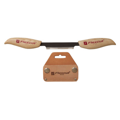 FLEXCUT Wood Carving Tools 3-Inch Draw Knife KN25, Straight 1095 High Carbon Steel Blade | Includes Leather Sheath | Made in the U.S.A.