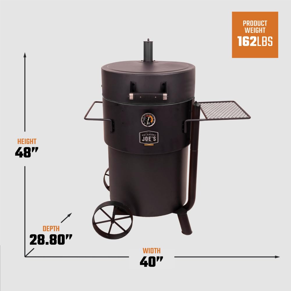 Oklahoma Joe's Bronco Pro 21.5 in. Heavy Duty Charcoal Drum Smoker and Grill with 366 sq. in. Cooking Area in Black