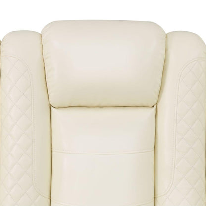 UOCFYK Electric Power Recliner Loveseat Set Living Room Furniture, Comfy Home Theater Breathing Leather Seating with USB 2.0 Charging Ports, LED Light Strips, Mid Console and Cupholders (White-2)