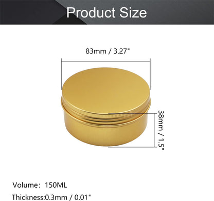 Othmro Round Aluminum Cans, 150ml/5 oz Tin Can with Screw Top Metal Lid for Crafts & Cosmetic Storage
