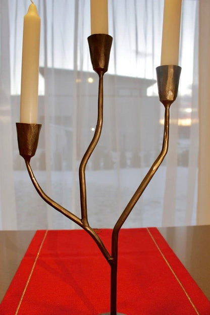 Iron Hand Forged Candle Stick Holder for Tapered Candles, Decorative Centerpiece, 3 Arm Candle Holders for Home Decor