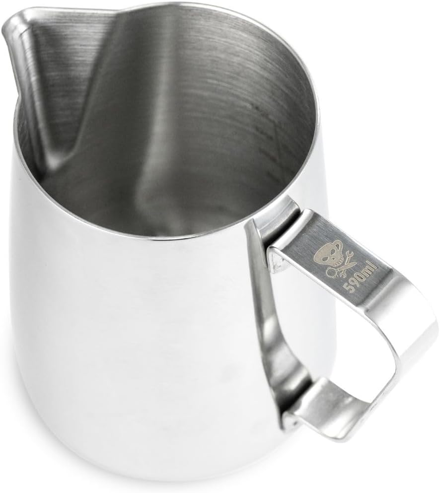 Barista Basics 20 Oz Silver Stainless Steel Milk Frother Pitcher - Steaming Pitcher for Latte Art