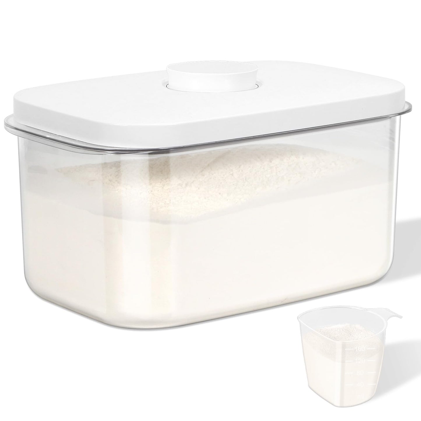 TBMAXS Airtight Flour Container 6.34 QT, Clear PET Plastic Food Storage Container Bin with Pop Up Lids For Rice Flour Sugar, Dry Food Holder for Kitchen Pantry Organization and Storage
