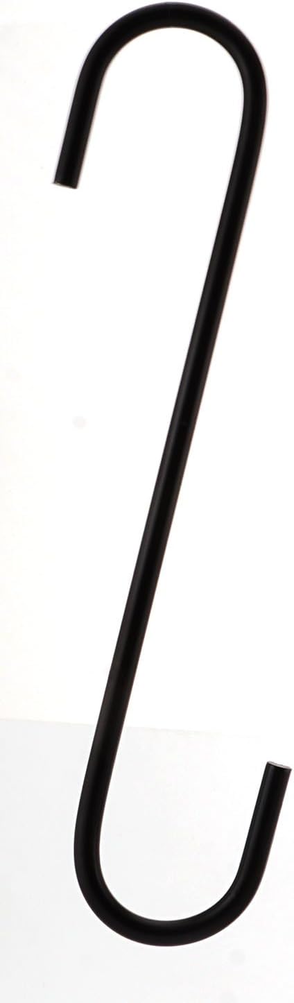 6-Pack Black Metal Hanging S Hooks, 8 Inch Heavy-Duty S Shaped Hooks for Kitchenware, Pots, Utensils, Plants.