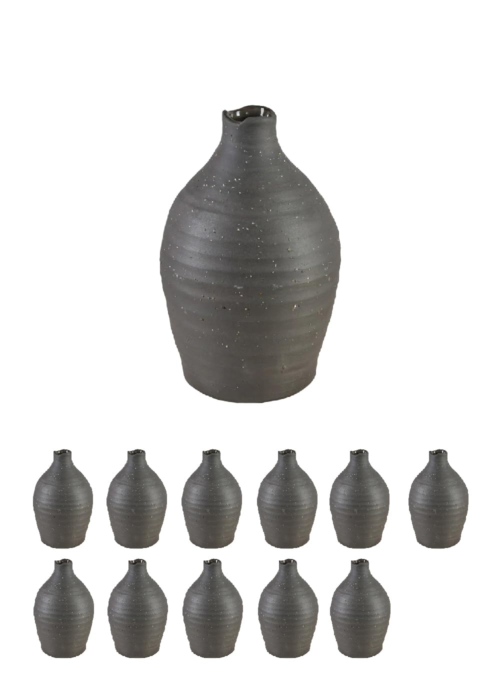 Serene Spaces Living Artisan Black Ceramic Vase – Aged Black Decorative Accent for Modern & Rustic Décor, Elegant Centerpiece for Shelves, Mantels, & Tabletops, 6" Diameter & 8.5" Tall, Pack of 12