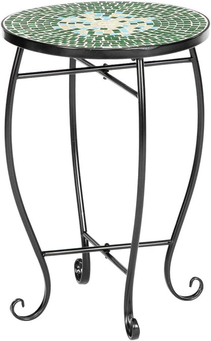 4) Vasitelan Outdoor Patio Side Table Outdoor Accent Table Bistro Coffee End Small Porch Table Indoor Round Glass