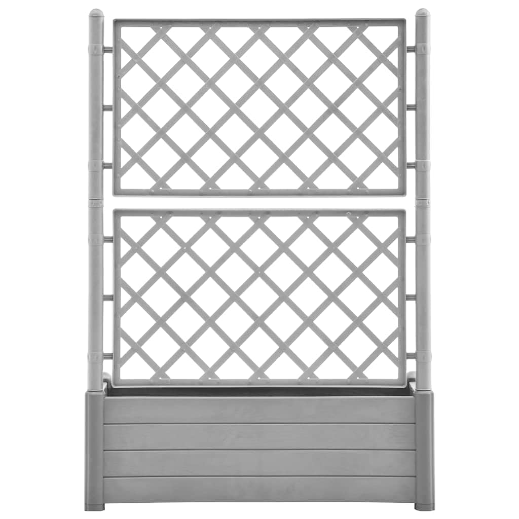 Foknhdi Large Rectangular Stone Grey Planter Box with Integrated Trellis 39.4x39.4x55.9 in UV-Resistant Polypropylene Vertical Herb Garden for Patio Balcony Outdoor and Indoor Spaces