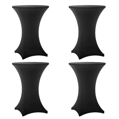 Lemict Cocktail Table Covers - 4 Pack 32x43 Inch Table Cloth - Black Fitted Stretch Spandex Round High Top Tablecloth for Party, Bar, Birthday, Pub, Banquet
