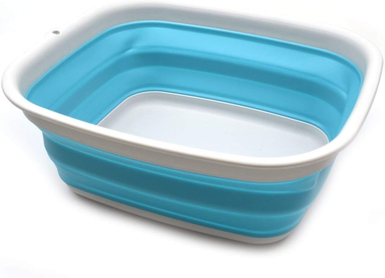 SAMMART 7.7L (2 Gallon) Collapsible Tub - Foldable Dish Tub - Portable Washing Basin - Space Saving Plastic Washtub
