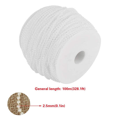 Faux Pearl Bead Garland Spool Rope,100m/roll Imitation Pearl Wire Beads Garland String Wedding Party Decoration 2.5mm(White)