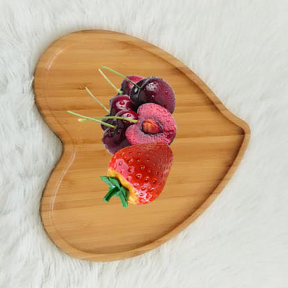 PRETYZOOM Heart Shaped Cutting Board, 2pcs Bamboo Serving Board for Valentines Day Cheese Platter Tray