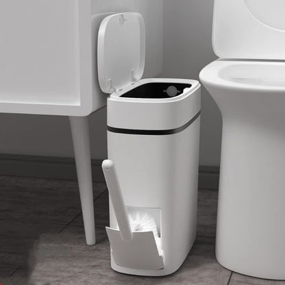 14 3.7 Set Bathroom Trash Can with Lid, Liter/ Gallon Bathroom Trash Can and Toilet Brush for Restroom, Bedroom, Living