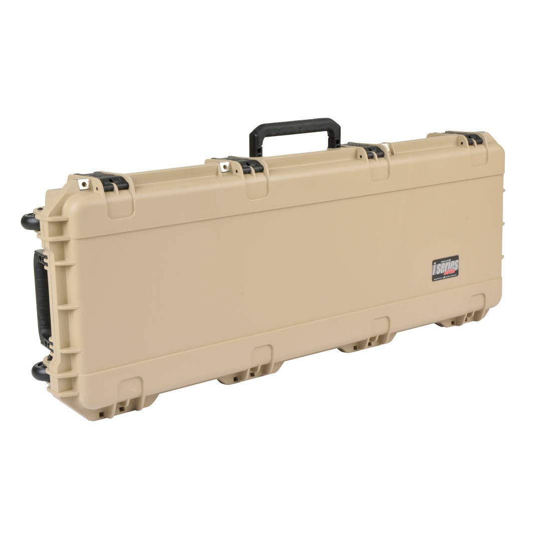 SKB Cases iSeries 4214 Portable Waterproof Hard Plastic Exterior Parallel Limb Bow Crossbow Case with Wheels and TSA Approved Latches, Tan