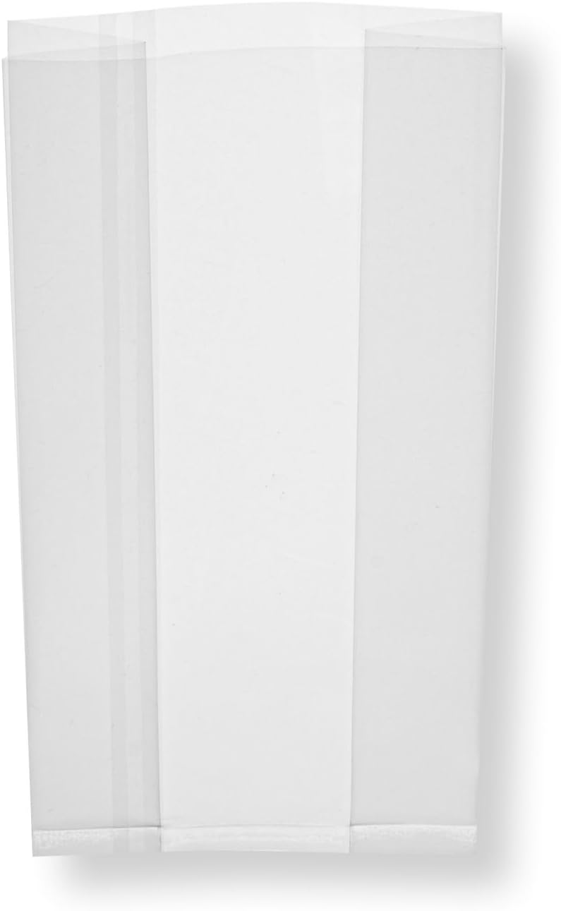 Restaurantware 100 Clear Plastic Gusset Bags 4 x 2.3 x 8 Inch - Heat Sealable Food Safe Treat Bags for Popcorn or
