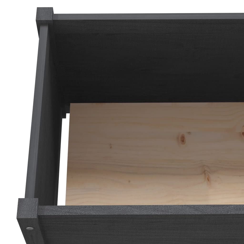 Foknhdi 59.1 x 19.7 in Solid Pinewood Raised Garden Bed, Grey Rectangular Outdoor Planter Box, Large Flower Pots for Patio, Terrace, Backyard Herb Garden