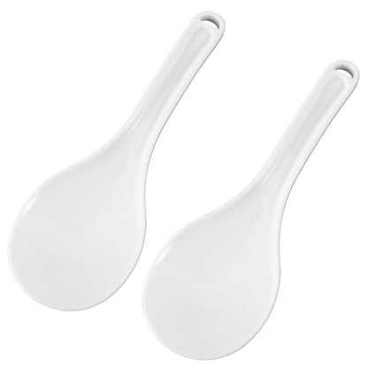Mabor 2 PCS Rice Serving Spoon Plastic Non-Stick Rice Paddle White Cooker Spoon Spatula 7.68 Inch for Kitchen Restaurant Cooking Utensil