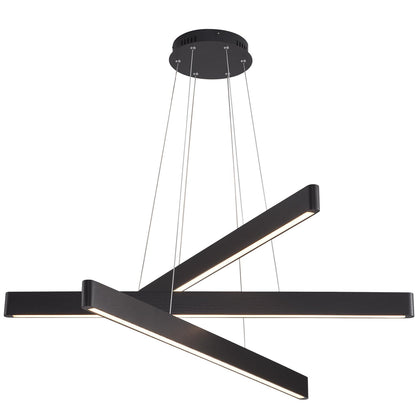 YISDESIGN 3-Light Solid Wood Black Linear Pendant Light - Dimmable Modern LED Chandelier for Dining Room Table Kitchen Island Living Room Ceiling - 45W Warm Light Adjustable Hanging Fixture Black