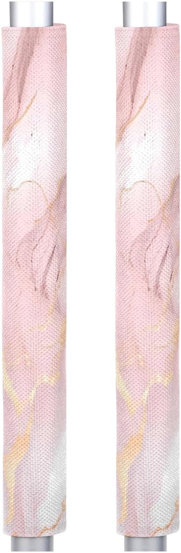Pink Rose Gold Marble Print Refrigerator Door Handle Covers, Set of 2 Kitchen Appliance Handle Protectors