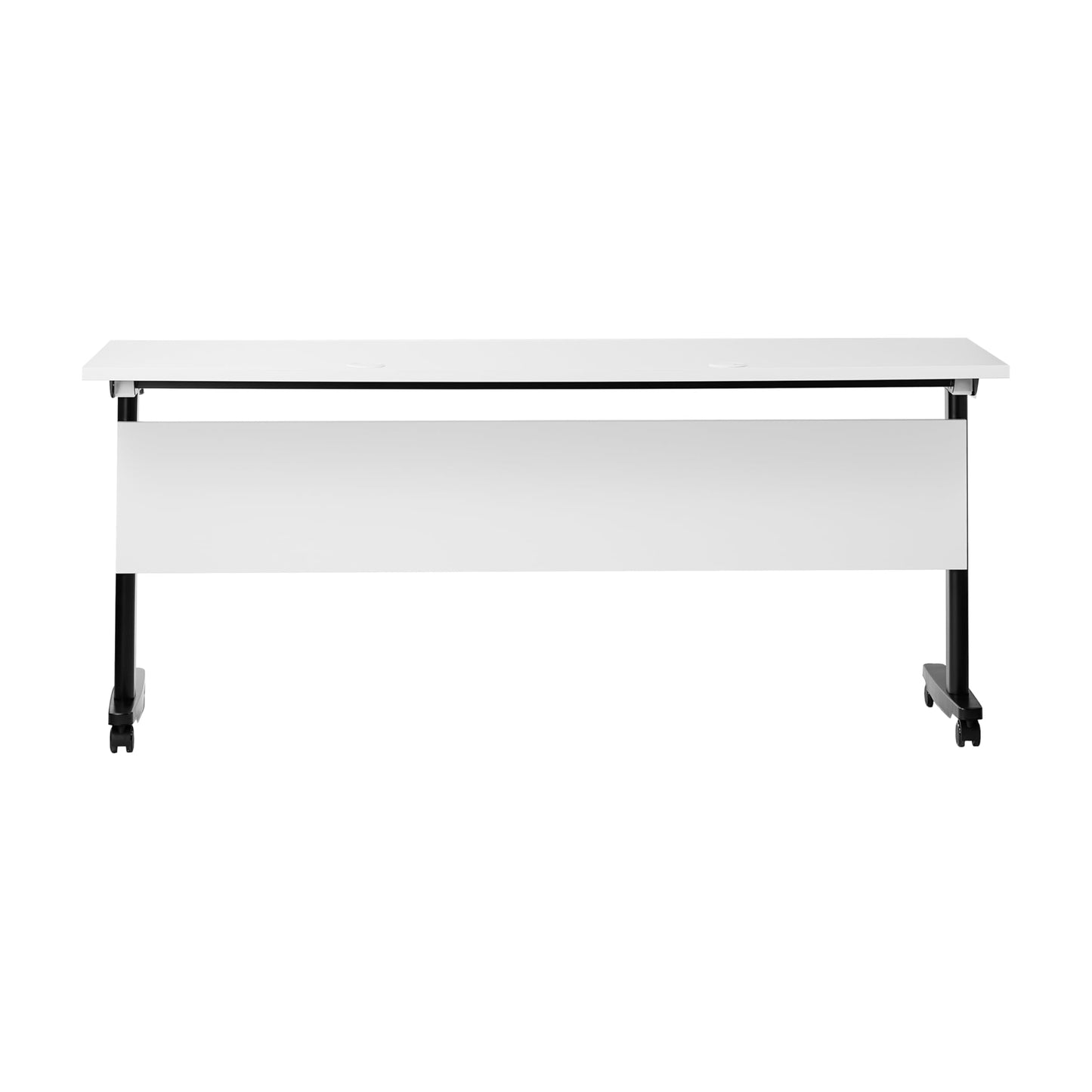 Flash Furniture Palmer Commercial Nesting Flip Training Table, Heavy-Duty Steel Frame and T-Legs, Modesty Panel, 1" Thick Tabletop, 72" x 24", White Top/Black Frame