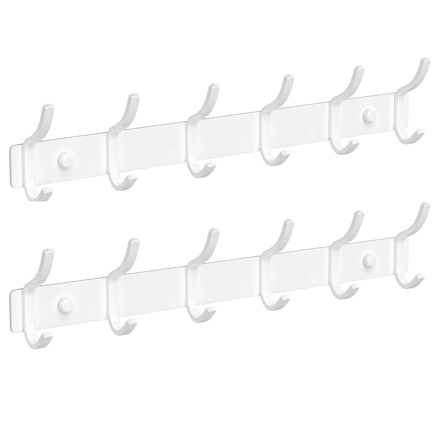 GWAAZXGZ White Wall Mounted Coat Rack - 15 Inch Arc Shaped Design with 6 Hooks for Hanging Coats, Bags, and Towels in Entryway, Livingroom, Bedroom, Bathroom, and Kitchen, 2 Pack