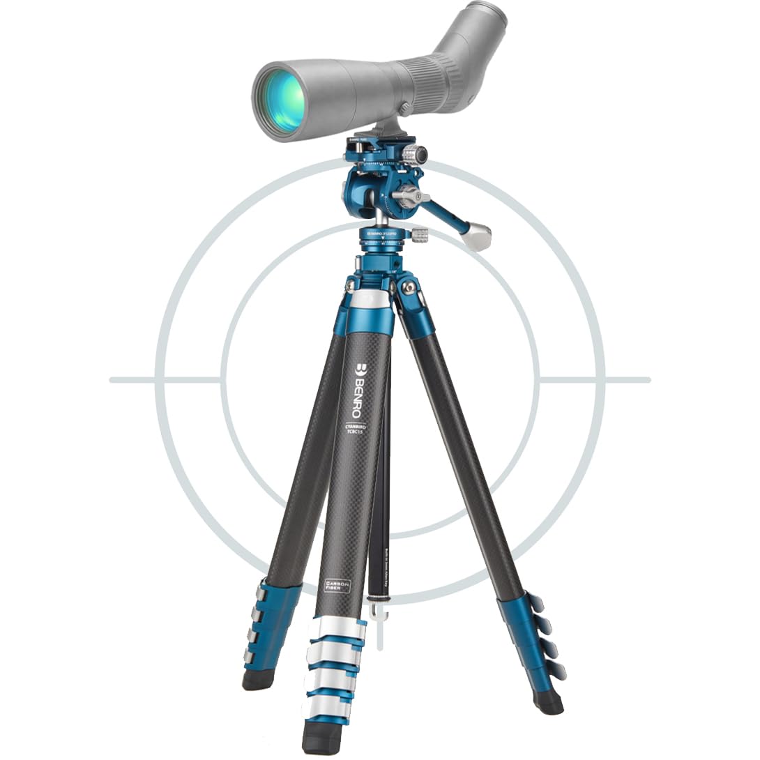 Benro CyanBird Pro Carbon Fiber Lightweight Tripod Kit for Birding & Wildlife for Scopes, Binoculars & Photography, Ball Head, Adjustable Legs, Arca-Swiss Plate, Flip Locks, 60" Max Ht, 9.9lb Payload