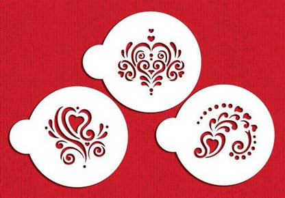 Designer Stencils Amore Cookie Stencil Set, Beige/Semi-Transparent