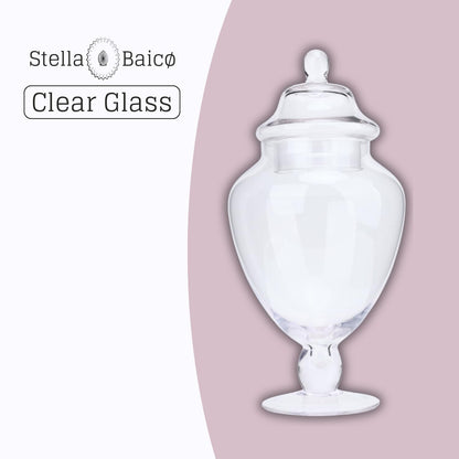 Large Glass Apothecary Jars with Lid, Glass Candy Jar for Candy Buffet, Elegant Decorative Glass Jars for Wedding, Display and Party, Clear Candy Canisters (Height: 12.6", Diameter: 6.3")