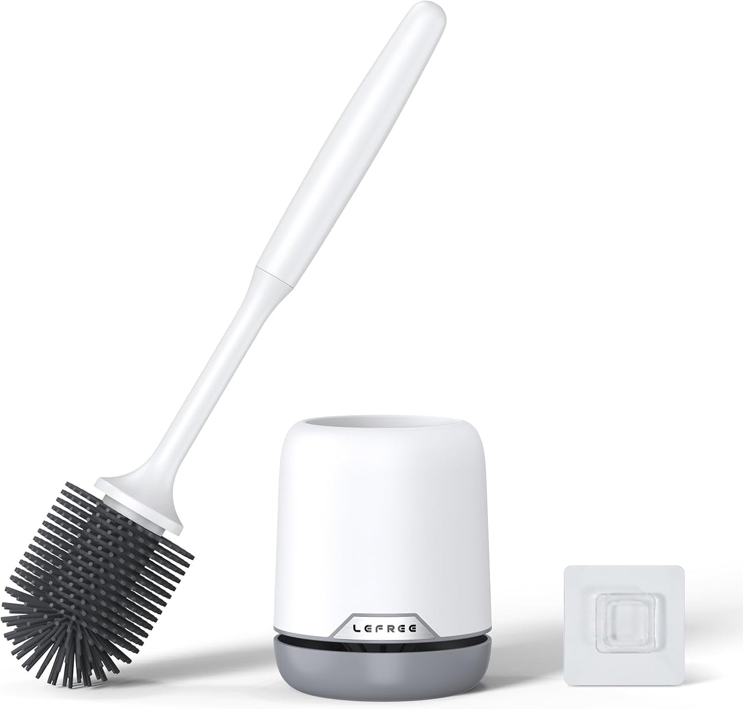 Lefree Silicone Toilet Brush and Holder, Bathroom Cleaner Brush Set, Non-Slip Handle with TPR Soft Bristle