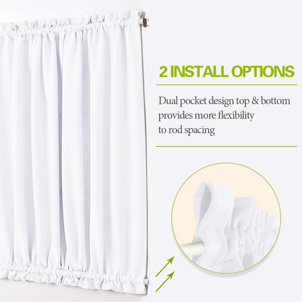 PONY DANCE Glass Door Curtain Panel, 34 x 72 inches, Solid Energy Efficient Rod Pocket for Metal French Patio Door,
