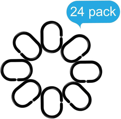 Premium Plastic Shower Curtain Rings, 24Pcs Hooks with Easy Snap Closure for Standard Shower Rods