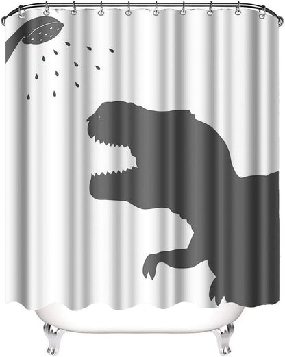 Animal Dinosaur Fabric Shower Curtain, Waterproof Polyester Fabric Bathroom Set with Hooks, 72x72IN