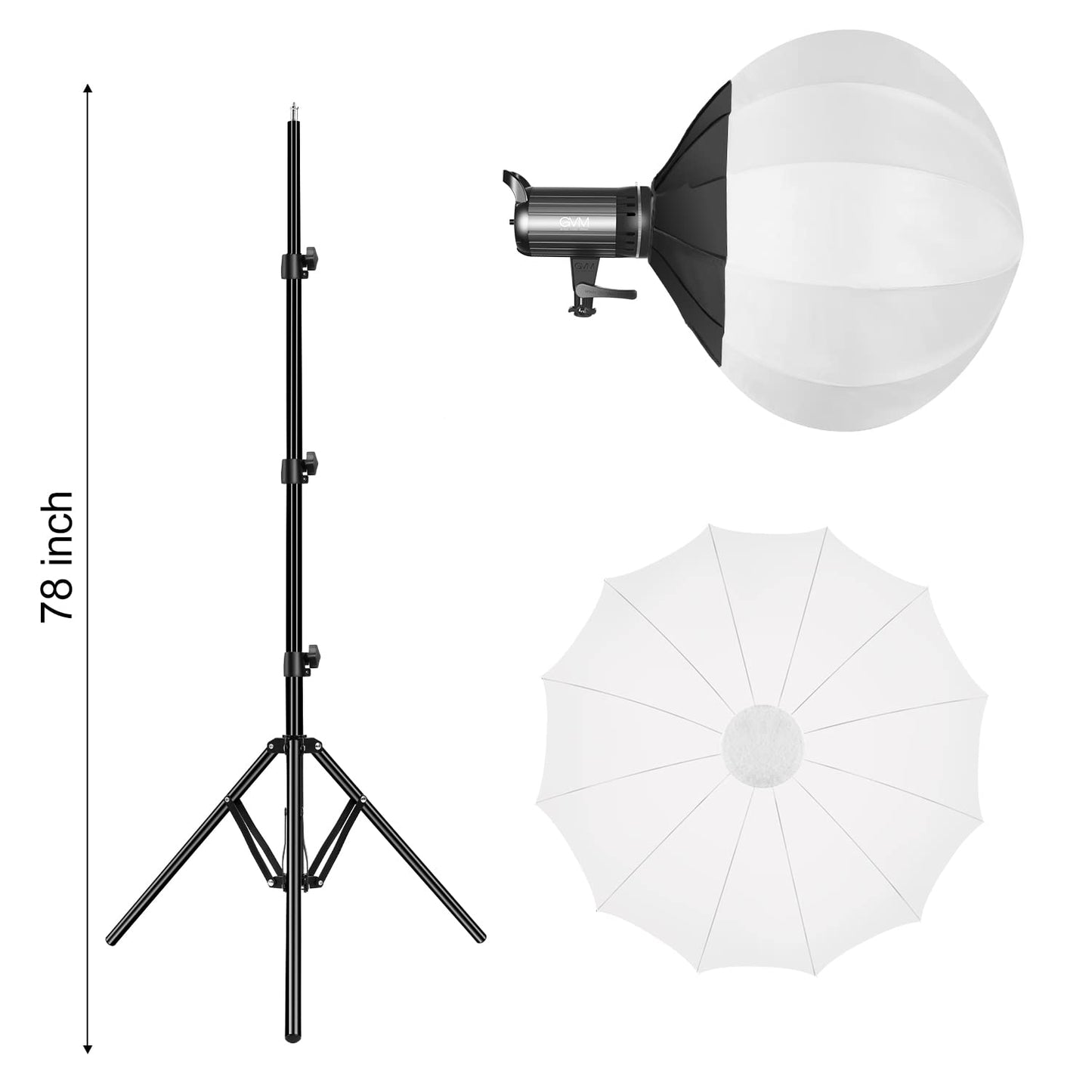 Bi-Color LED Video Light, GVM 100W Photography Lighting with Bowens Mount, APP Control System, Lantern Softbox Video Lighting Kit for YouTube Outdoor Studio, Dimmable 3200K-5600K, CRI 97+