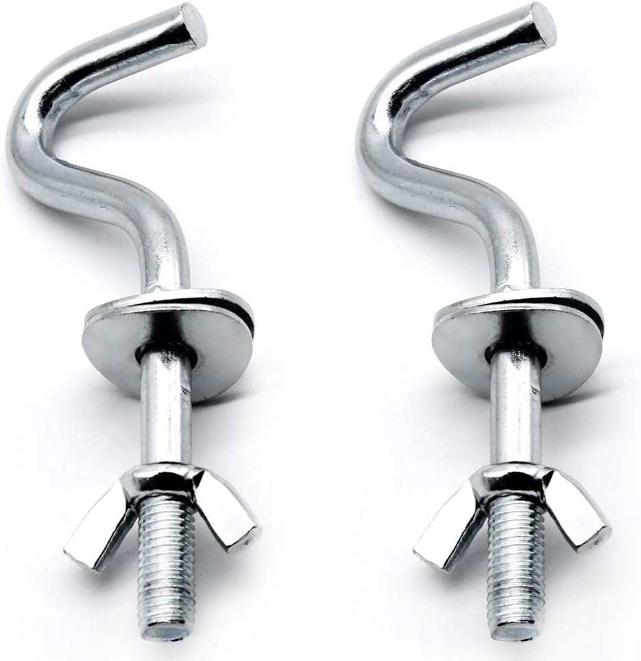 Zinc Heavy-Duty Replacement Hooks, 2 Packs Holding Hammock Fit 3/8 Inch Dia. 1-1/4 to 2 Inch Long Hole