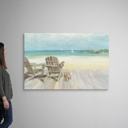CANVAS ON DEMAND Seaside Morning No Window Canvas Wall Art Print by Danhui Nai, Coastal, Contemporary, Home Decor, Ocean, Summer Artwork,60" x40in