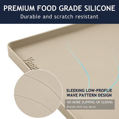 Vangostella Heavy Duty Silicone Under Sink Mat for Kitchen&Bathroom 28" x 19",Waterproof Under Sink Rubber Mat Drip Tray, Raised Edge Under Sink Liner,Prevent Drips, Leaks, Spills,Beige
