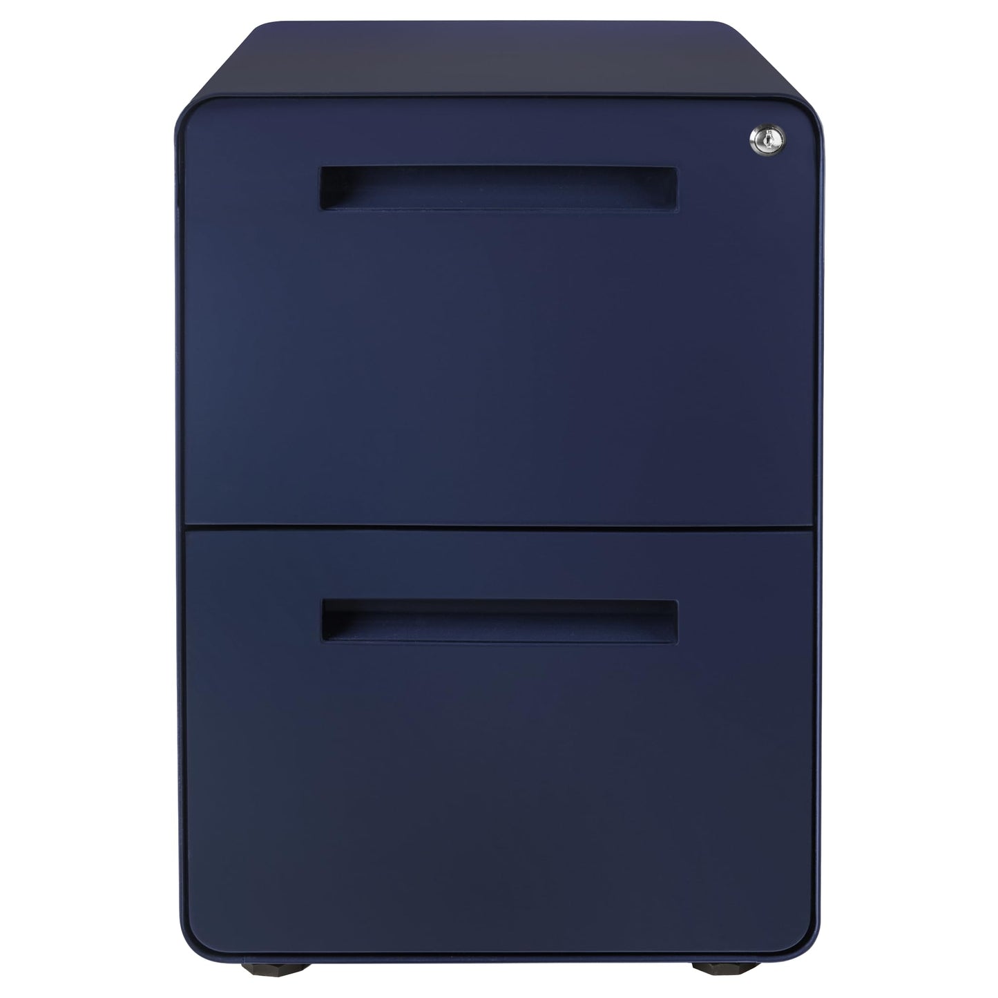 Laura Davidson Furniture Stockpile 2 Drawer Mobile File Cabinet with Lock - Under Desk Metal Filing Cabinet, Legal/Letter File Folders, Wheels and Stationary Feet, Pre-Assembled, Navy Blue