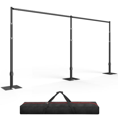 EMART Backdrop Stand Heavy Duty 8.9ftx20ft, Adjustable Pipe and Drape Photo Background Support Kit, Metal Frame with Flat Base for Wedding Birthday Party Banquet Decorations-Black