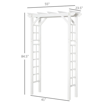 85" White Wooden Garden Arch with Trellis, Outdoor Arbor for Climbing Vines, Heavy Duty Wood Frame Trellis for Roses, Wisteria, Cucumbers, Backyard Patio Decor