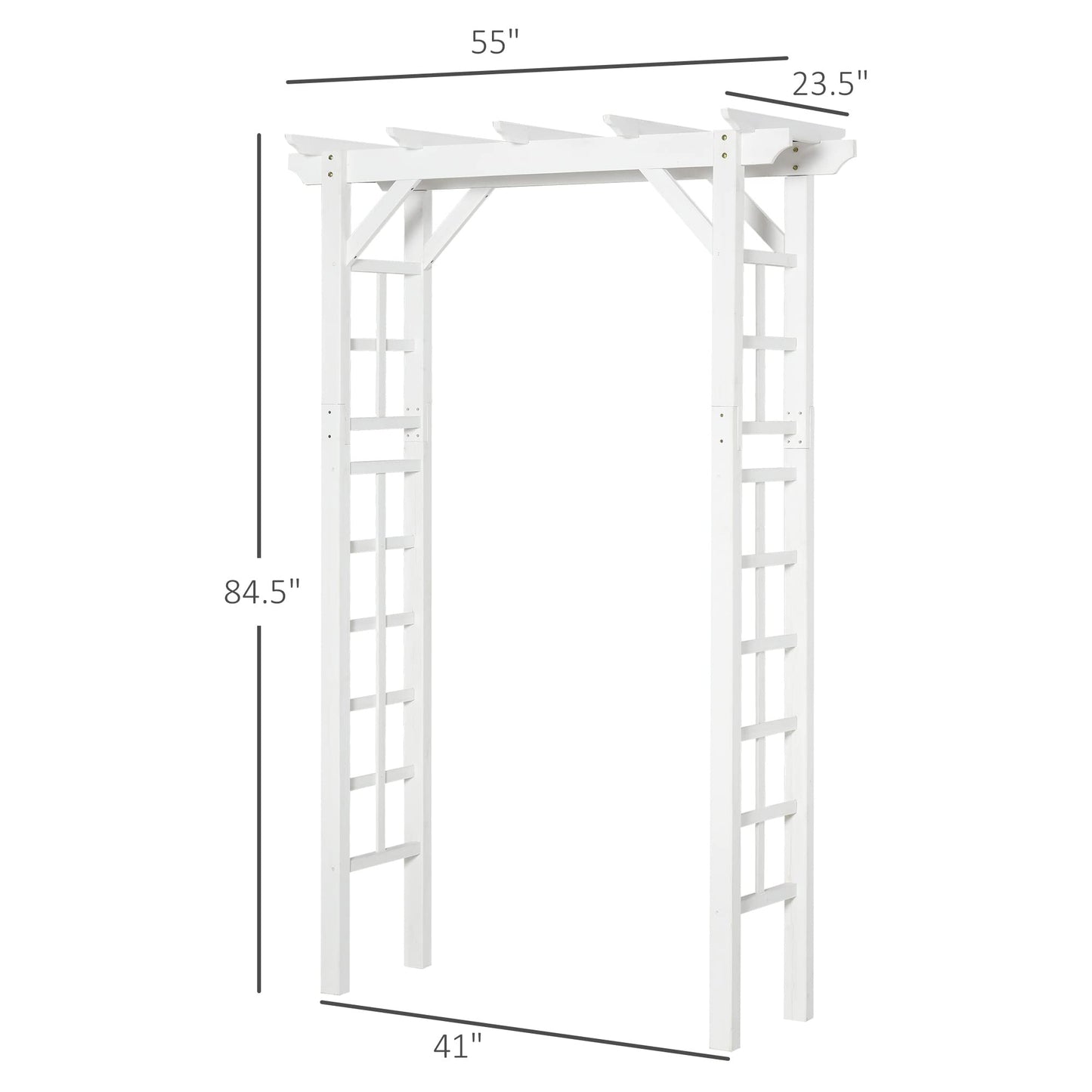 85" Wooden Garden Arbor for Wedding & Ceremony, Outdoor Garden Arch Trellis for Climbing Vines – White